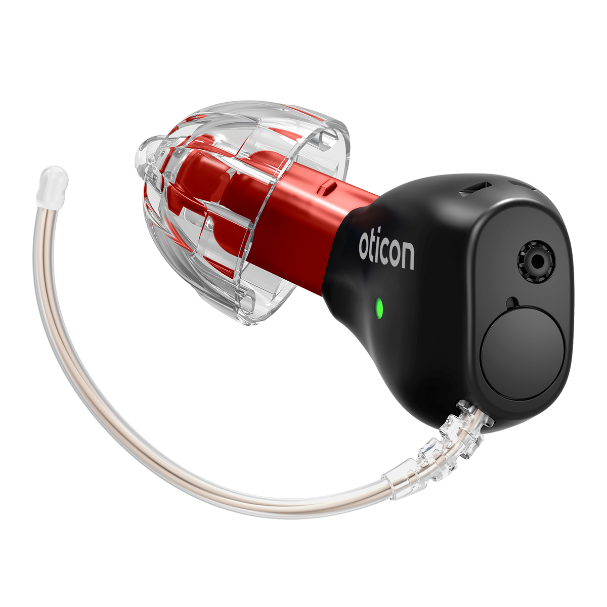 Oticon Zeal hearing aid close-up showing discreet design